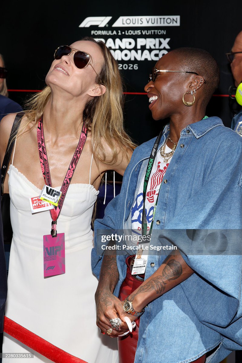 ArchiveWilde's tweet photo. Olivia Wilde and Cynthia Erivo attend the F1 Grand Prix of Monaco at Circuit de Monaco on June 07, 2026 in Monte-Carlo, Monaco. 📸: (Photo by Pascal Le Segretain/WireImage) https://t.co/CD57bqkm91