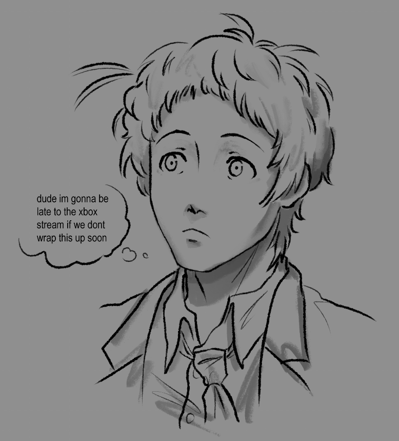jellomphetamine's tweet photo. mr adachi thinking my work thoughts. he looks so distracted in that shot https://t.co/g96pGMSB9v