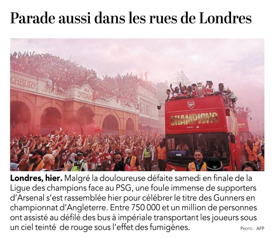 DLPHOOL's tweet photo. 🏴󠁧󠁢󠁥󠁮󠁧󠁿  Arsenal
@Arsenal 🔴⚪ 

Parade aussi dans les rues de Londres
@courrierouest 01.06.26 https://t.co/KinPU0XiG9