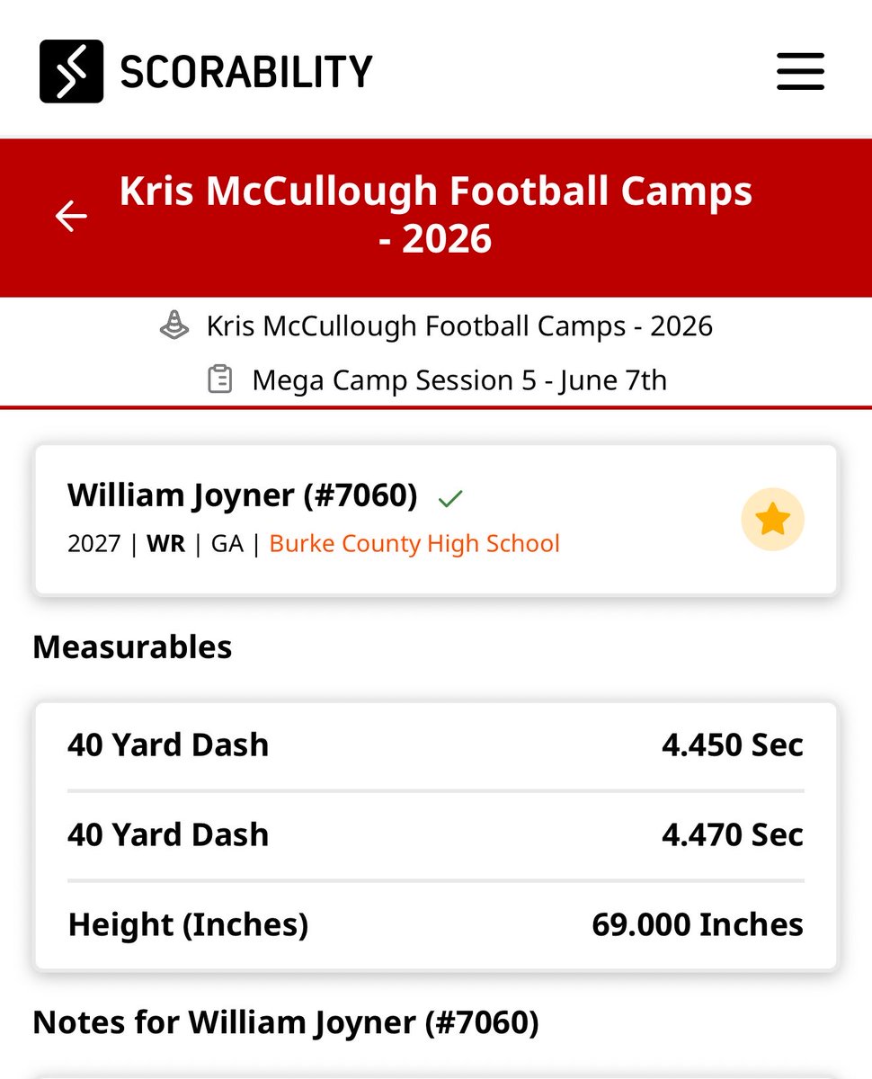 WilliamJoynerFB's tweet photo. Great time competing at the @CoachK__Mac Mega Camp today! Learned a lot, got great work in, and enjoyed competing against top talent. Thank you @Coach_AcWhaley and the @GWUFootball program for the opportunity! #AGTG
#ClassOf2027 #WR #DB https://t.co/Vn4SrN32b5