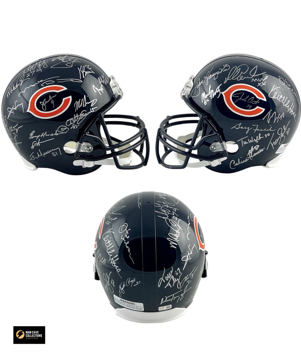 Scramble* 1985 Chicago Bears Super Bowl XX team-signed full size helmet.  COA: Tri-Star. 92 spots, $35/spot. DM us if you'd like in!