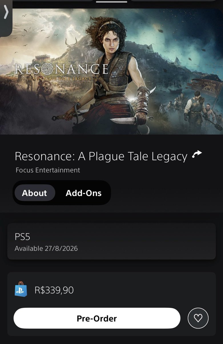 bisuh0's tweet photo. resonance: a plague tale legacy está com mais um preço absurdo e não regionalizado na @PlayStation_BR como outros lançamentos.

entrem em contato com @APlagueTale e @Focus_entmt gente, eles precisam saber que o jogo deles está inflado, quando na steam está por R$180. https://t.co/JH75JJ42KH