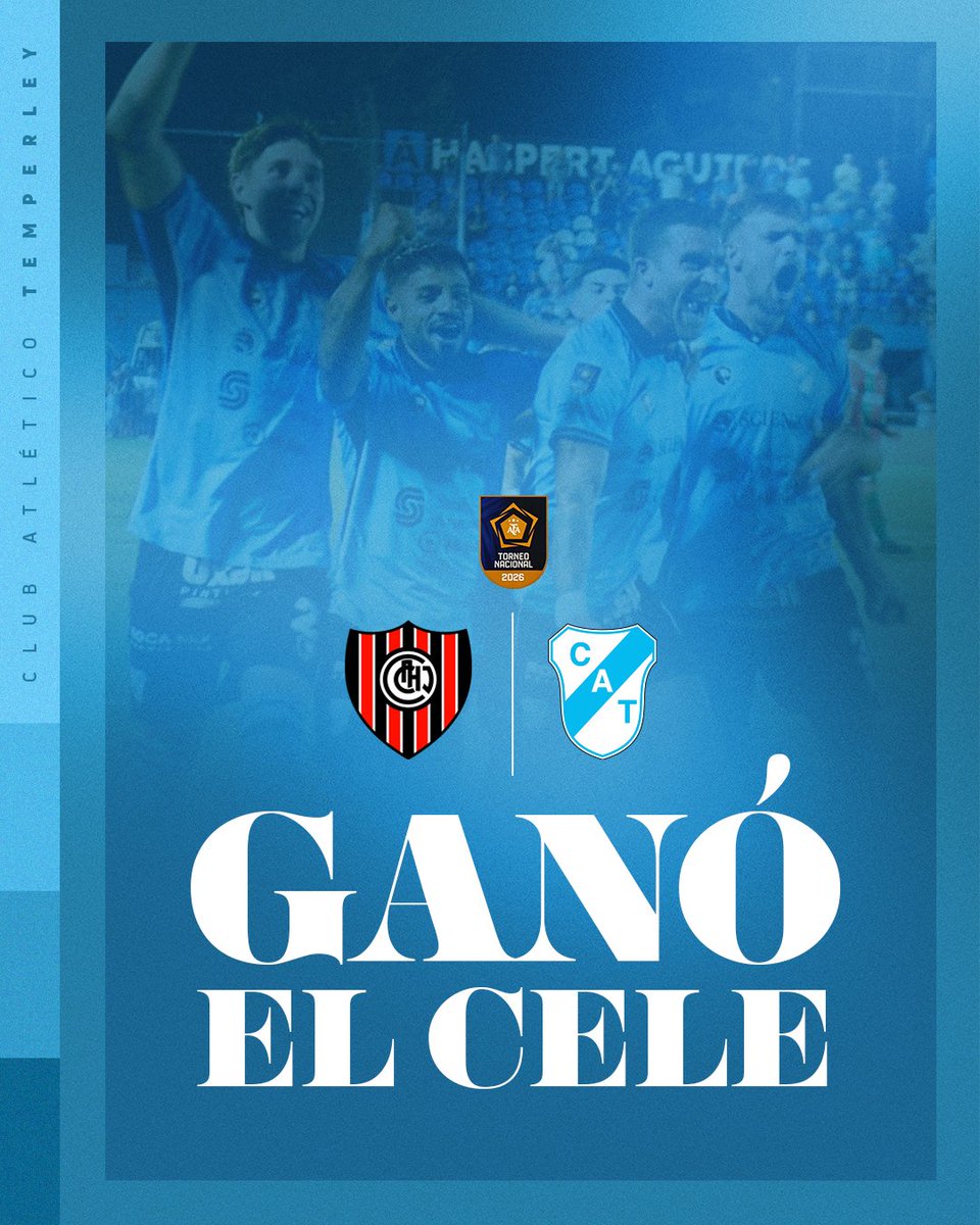 TemperleyOK's tweet photo. #JuegaElCele || ⏱️  GANOOOOOOOOOOOOOO TEEEEEMPERLEEEEYYY

⛽️ #Temperley venció por 1 a 0 a Chacarita con gol de Pedro Souto. 

🔜 El próximo domingo recibiremos a Güemes a partir de las 16. https://t.co/uyHVSQHLvU