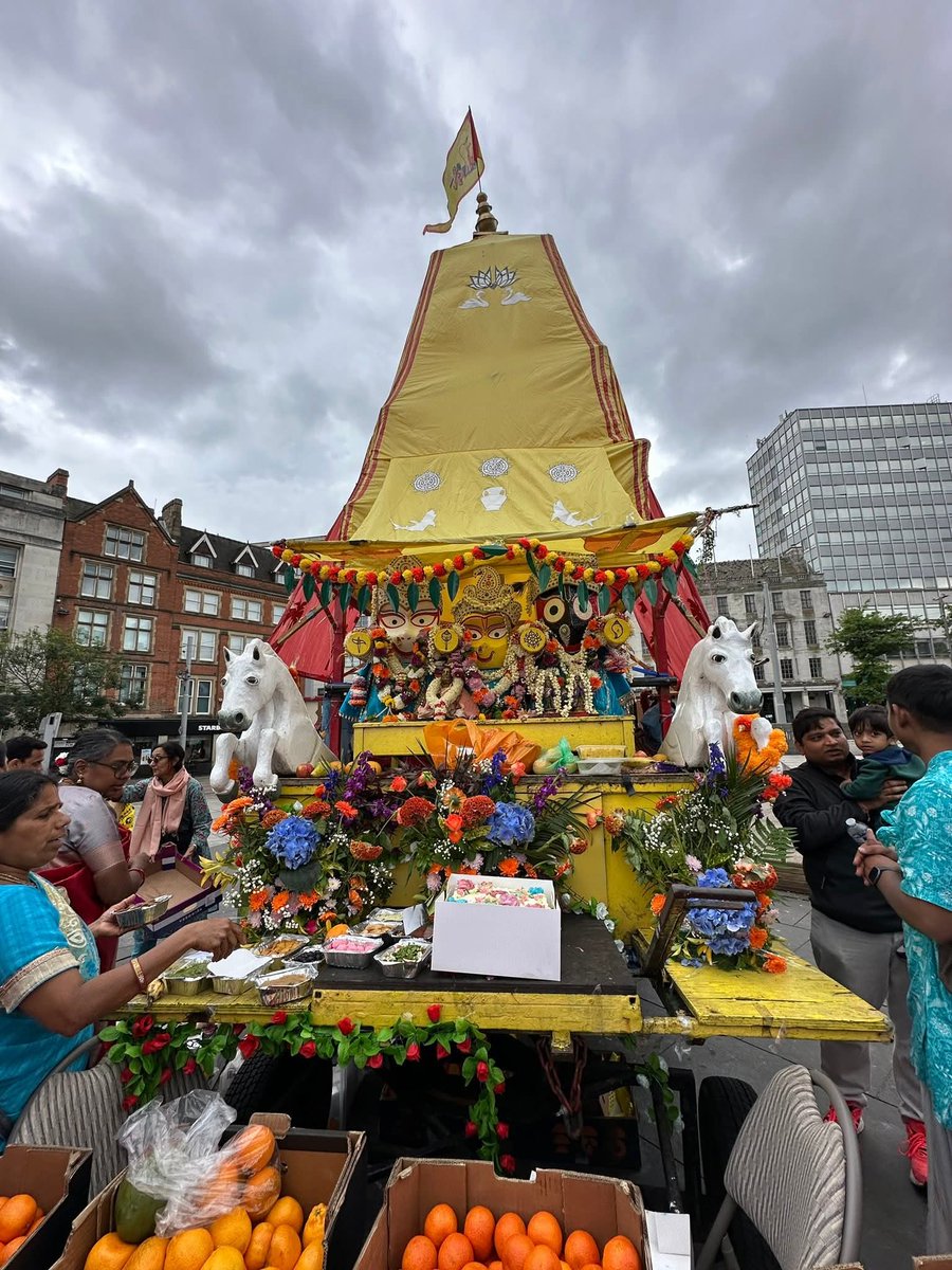 INSIGHTEastMid's tweet photo. Celebrated the magnificent #RathaYatra in #Nottingham on Sunday, 7 June 2026. It was a truly spectacular event!
Chanting, dancing, and rejoicing with family and friends, unforgettable memories filled the atmosphere with joy and devotion. Haribol! 🛕🚩🙏
 #ISKCON  #Jagannath https://t.co/TPxank9Ilg