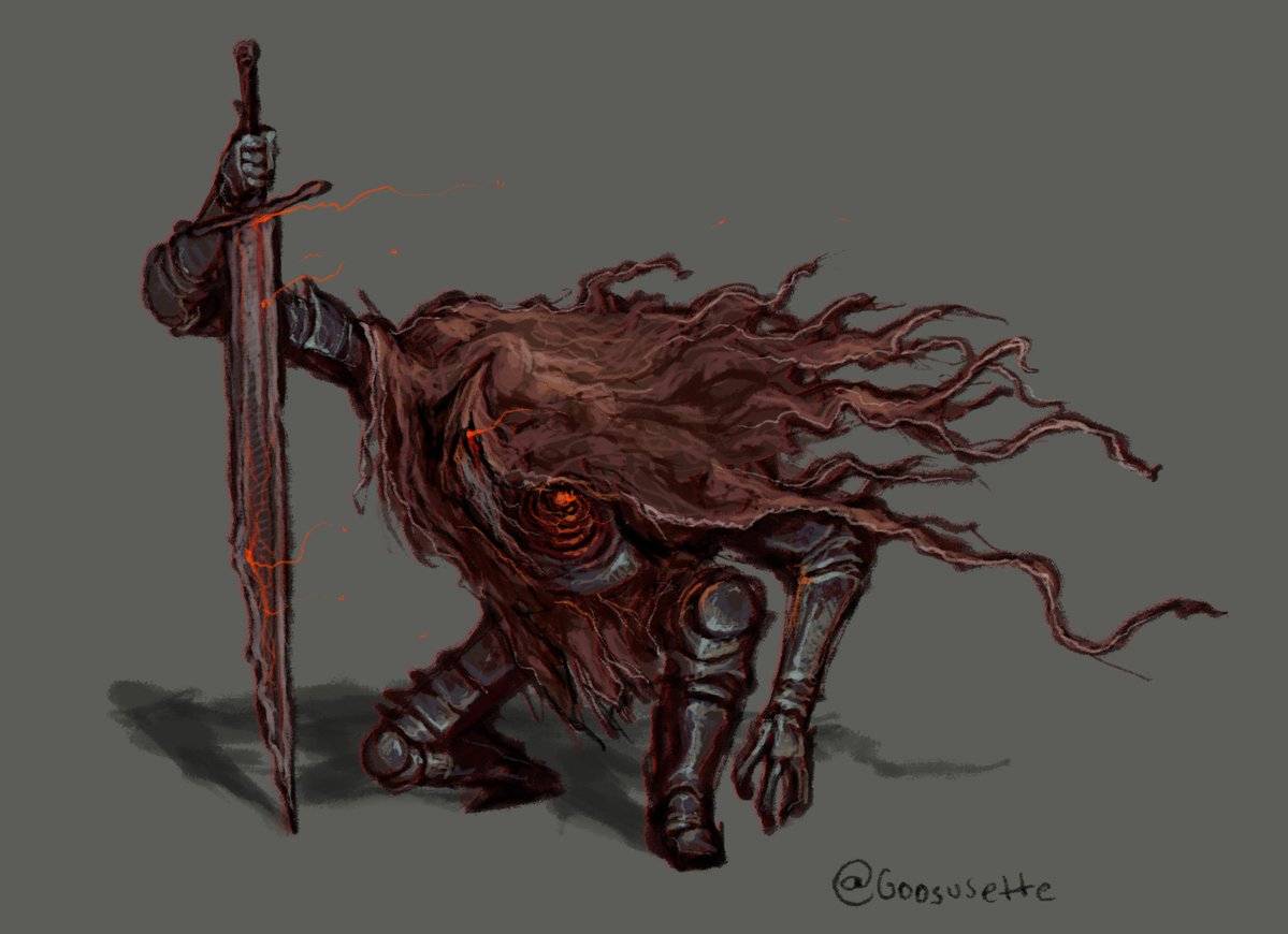 Goosusette's tweet photo. slave knight gael sketch to commemorate finishing ds3 https://t.co/8yC8bwDDBT