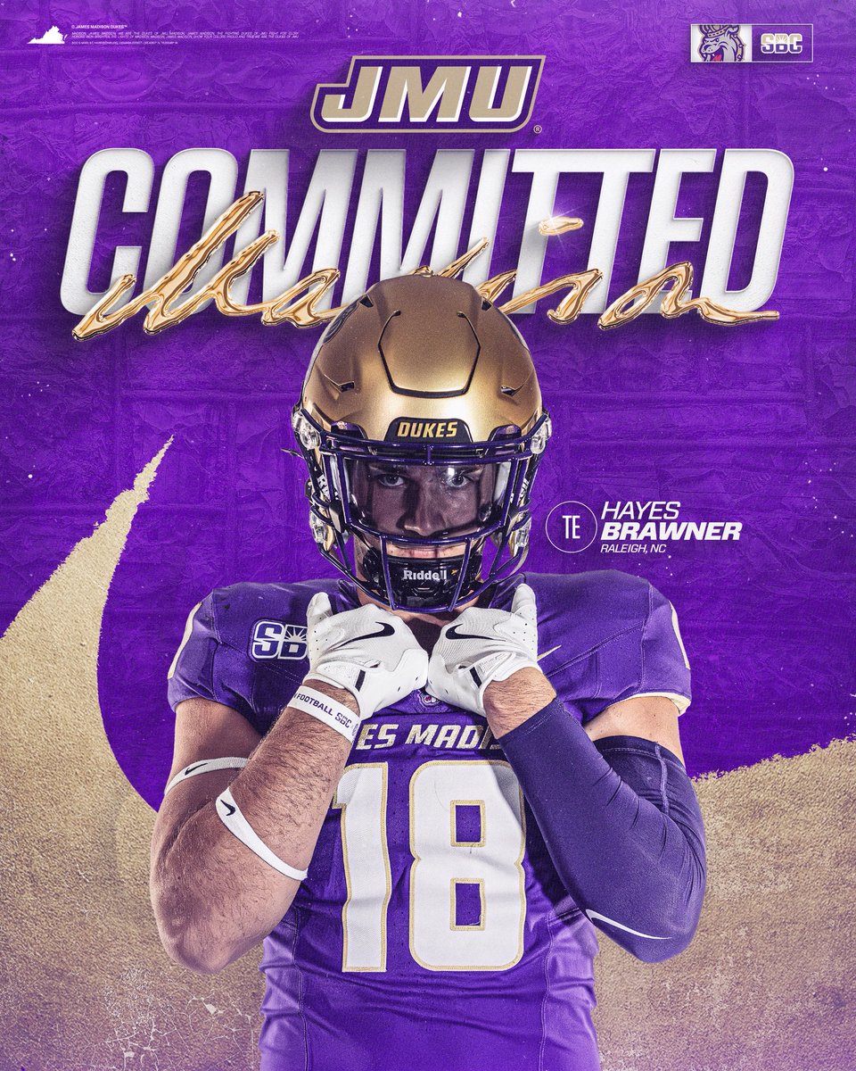 hayes_brawner's tweet photo. I’m Home‼️1000% Committed‼️🏠 #GoDukes #DukesDNA @JMUFootball 
@CoachSchor @coach_bnapier @CoachMillsC @MarshallLaymarr @misterbransome @Coach_Jenks @playfastspeed @TrenchesElite https://t.co/bFtO4zMOo9