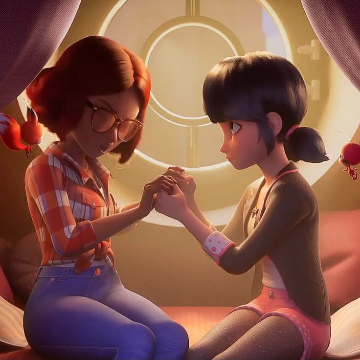 BDupaincheng's tweet photo. with no context, this looks like marinette just confessed her love to alya and is nervously waiting for her response #alyanettethoughts https://t.co/NpOnXkI1nZ