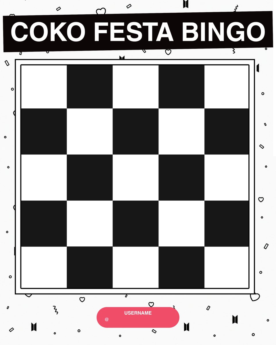 cokodive's tweet photo. ✨ #COKO_FESTA_WEEK ✨
🧩 BLACK OUT BINGO 🧩

Join the COKO FESTA BLACK OUT BINGO SOON! 🎁💿

WHEN?

⏰ June 9th, 10:30PM KST
🏆 Prize: BTS Lightstick

HOST: @vantemims 🌟

📌 RULES

✅ Use this BTS playlist: https://t.co/OHAIEk0WJ8…

✅ Pick 25 songs & make your personal BINGO card using the template!

✅ Reply with your BINGO card under this tweet before the game begins ⏰

✅ You can use the same BINGO card for both Day 1 and Day 2, since the songs will be shuffled randomly each time!

❌ No new card submissions during Bingo 1. If you miss the Day 1 deadline, you’ll have to wait for Day 2 to play!

✅ Song callouts will be posted on @vantemims’ account. First to match all 25 WINS!

✅ Open Worldwide 🗺️

Who is joining? 👀💜