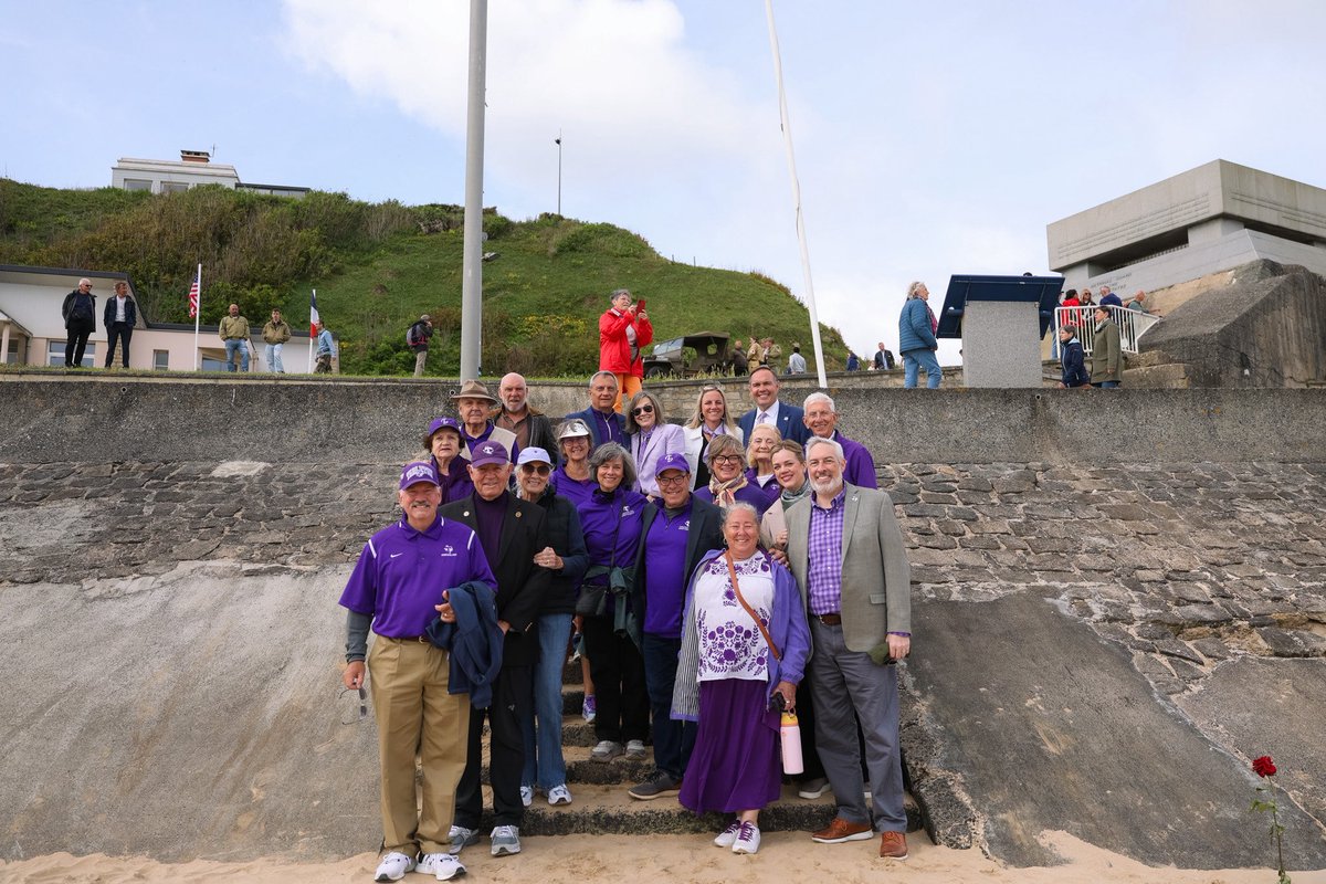 TarletonPrez's tweet photo. Today, we had the privilege of gathering at Pointe du Hoc to honor the legacy of James Earl Rudder and the brave Rangers who scaled the cliffs.

It was an honor to pay tribute to one of @TarletonState's most distinguished Texans and reflect on the enduring impact of his legacy 🇺🇸 https://t.co/4IOrBQZnkp