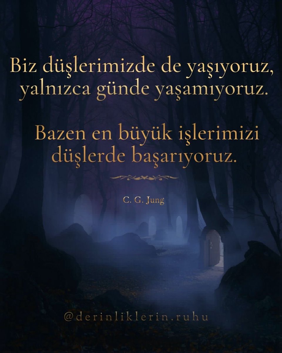 JungPlatformu's tweet photo. “Gülümsüyor musun? Bu çağın ruhu, ‘derinliklerin’ bir dünya ya da gerçeklik olmadığına inanmanı istiyor.

Biz düşlerimizde de yaşıyoruz, yalnızca günde yaşamıyoruz. Bazen en büyük işlerimizi düşlerde başarıyoruz.”

C. G. Jung
Kırmızı Kitap. s. 136 https://t.co/juXdp1qFde