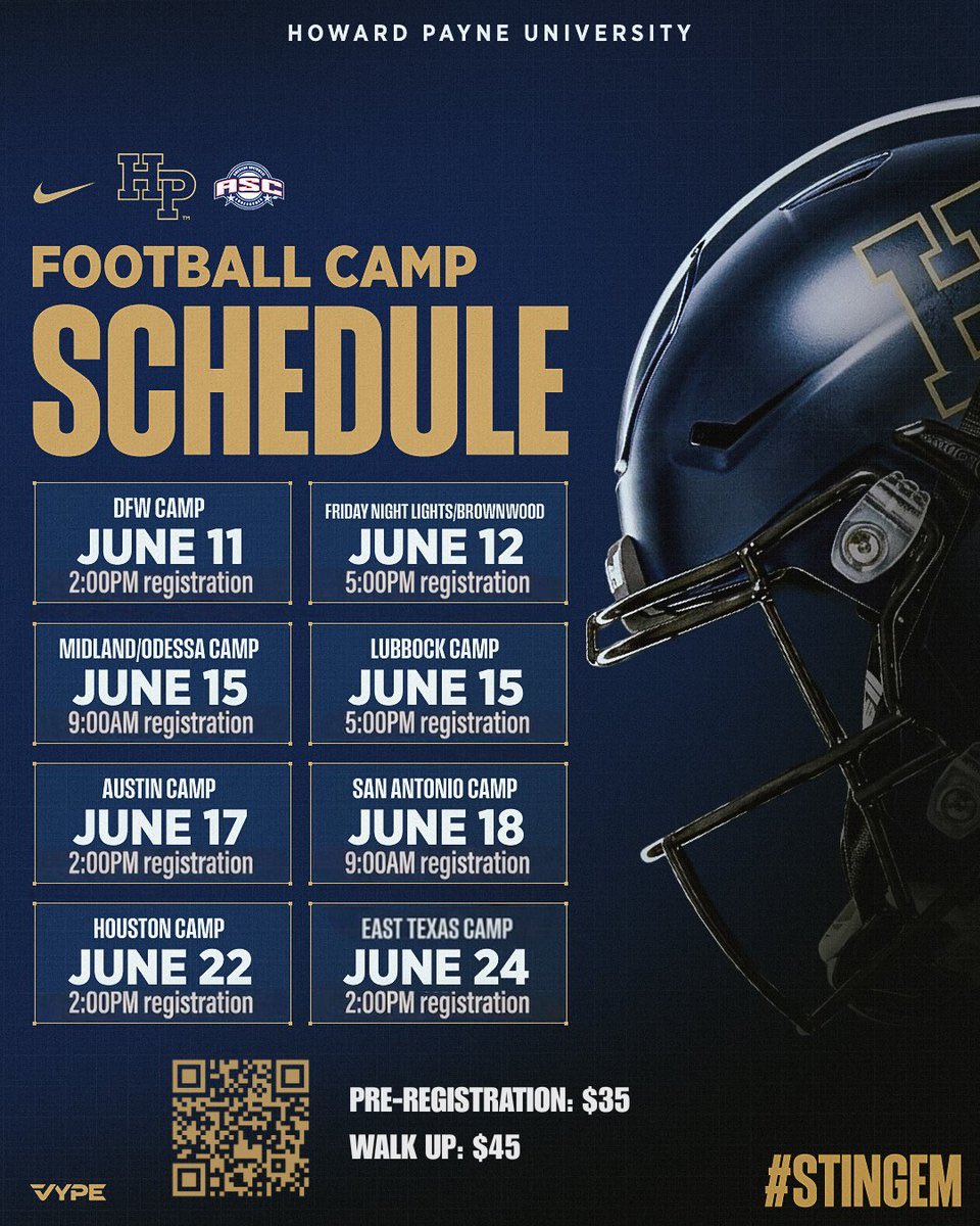 hputxfootball's tweet photo. 5️⃣ Days out from the start of our camp tour! Sign up with the link below! 

#StingEm
#TearOffTheRoof 

https://t.co/0zJ2tX7N5I https://t.co/zz9eOxZQkK