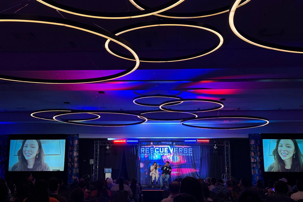 CreationEnt's tweet photo. Surprise! Melissa O’Neil appeared virtually during Lisseth Chavez &amp; Deric Augustine’s Panel to say hi! ☺️

#TheRookie https://t.co/Qkc3adbcBI