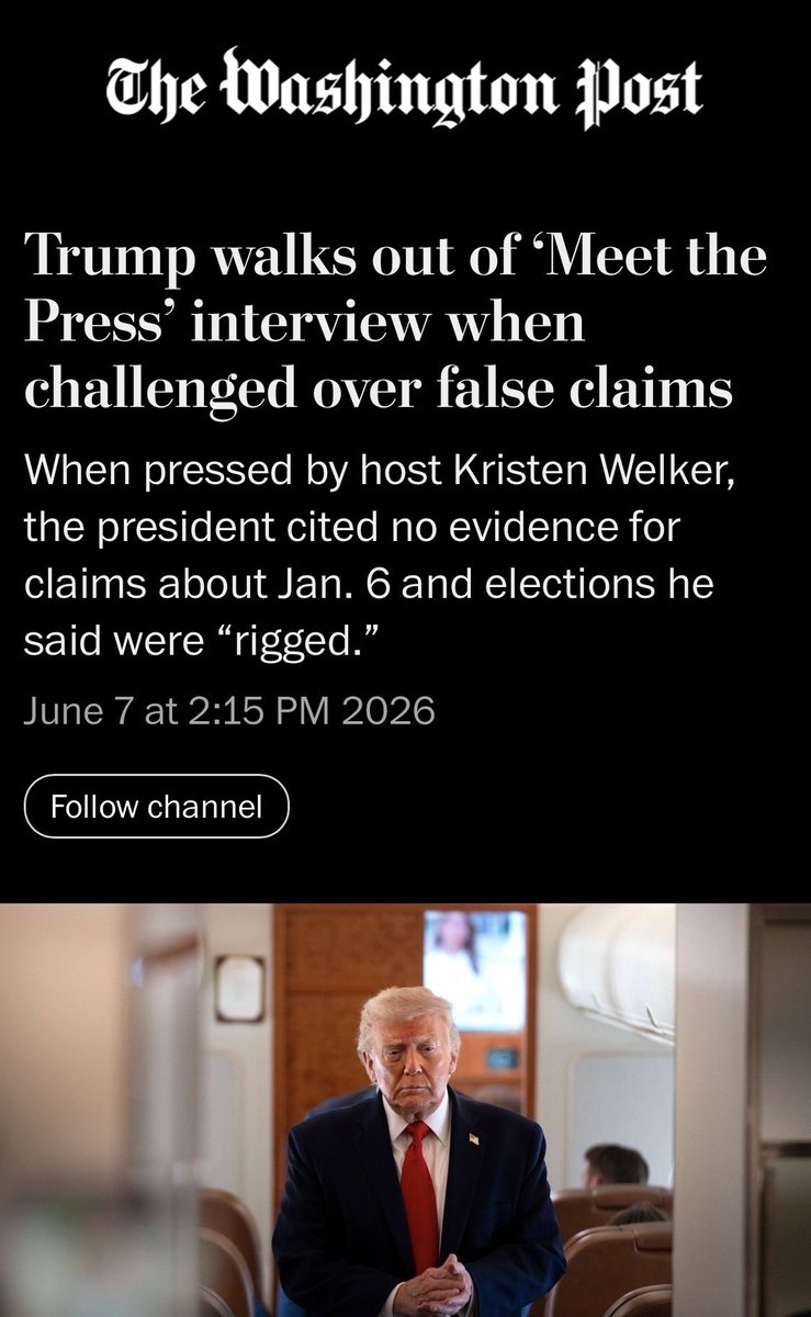 LePapillonBlu2's tweet photo. Trump couldn’t answer truthfully, so he stormed away like the loser he is. https://t.co/BhWjCSZklU