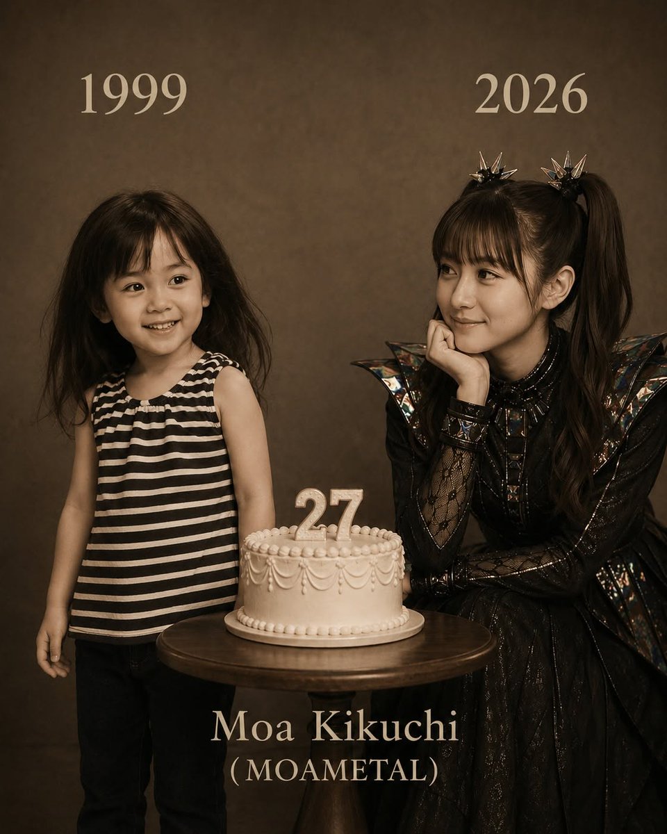 今年27歳になる菊地最愛（芸名：MOAMETAL）は、1999年7月4日生まれ
