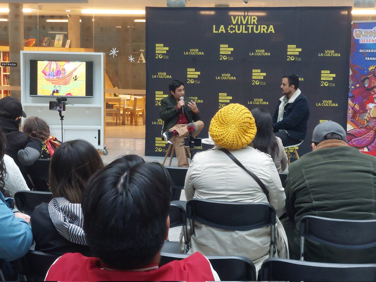 CAReyesG's tweet photo. En el lanzamiento de la nueva historieta de Yanko Super y Richard G. Mooney: Gunn Queen Desatada en @CCPLM
@visuales_chile Modera @EnVinetas https://t.co/jwBKOy1SKb