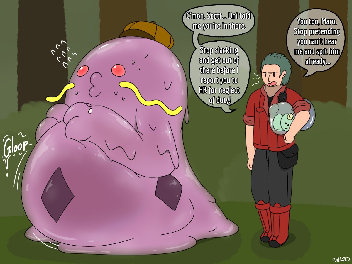 deepcave77's tweet photo. (Implied Digestion on Second pic)
Scott often takes advantage by being a belly filler for his friendly Pokémons like Maru.
Like, Maru can fill his belly, and Scott can get away from his work.
Still, His 'friends' are mostly untamed Pokémons, so something unexpected can happen :P https://t.co/RgHPeMVzJE