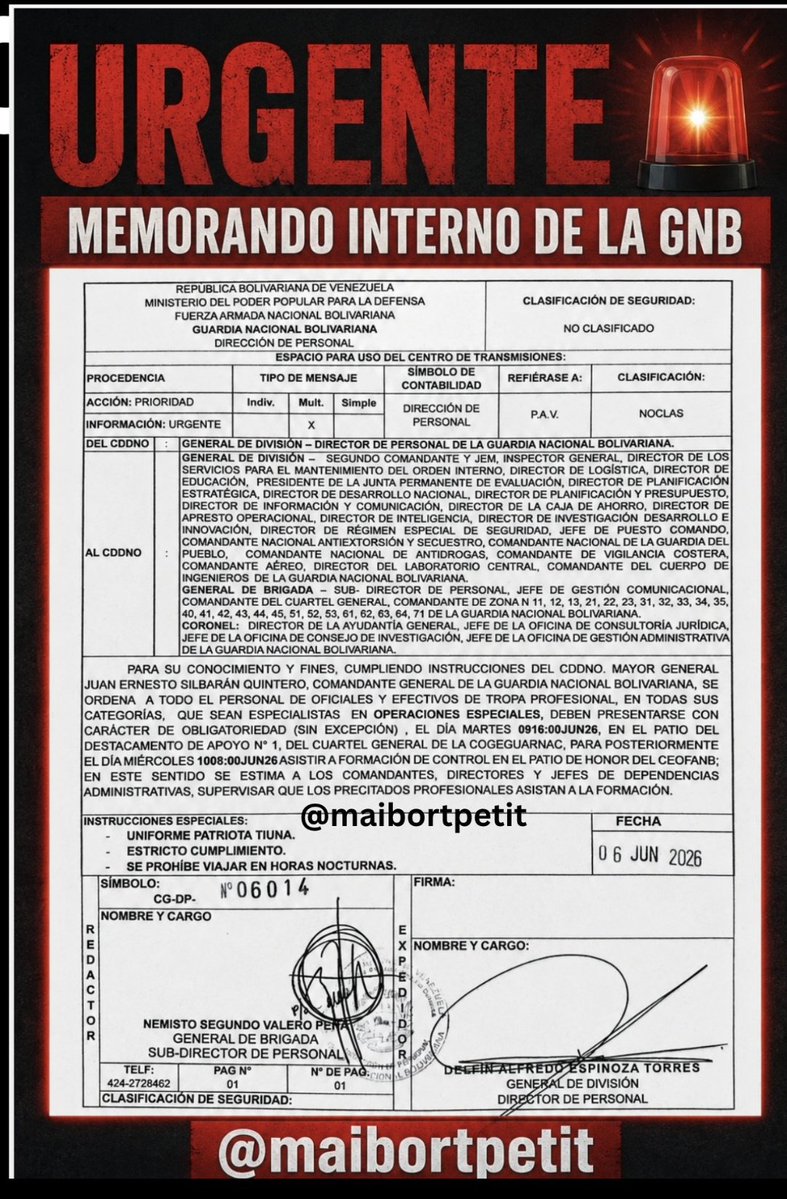 MundarayZair's tweet photo. #CONCEPTOS Hay cambios que afectan a la sociedad, más cuando está descuidada siguiendo las distracciones del régimen. En el comunicado que hoy revela la periodista @maibortpetit, la GN del régimen se refiere a una reunión de "orden interno". 
En 2016 Nestor Reverol cambió la doctrina de la GN de control de "orden público" a "orden interno", este cambio modificó radicalmente como se afronta la respuesta estatal ante la protesta ciudadana. Hasta los camiones que antes decían orden público ahora dicen orden interno. 
Bajo la visión de orden interno, se asume que los ciudadanos son enemigos del poder, y que toda manifestación de descontento, en realidad, es una expresión de insurrección. Bajo esa premisa la GN empezó a asesinar en contextos de manifestaciones al estimar que podía utilizar fuerza letal, tal como quedó establecido en una resolución.
Mientras esto no se modifique, el Estado mafioso está intacto. Algunos ya confrontan por espacios futuros en absoluta ignorancia del la magnitud del modelo.