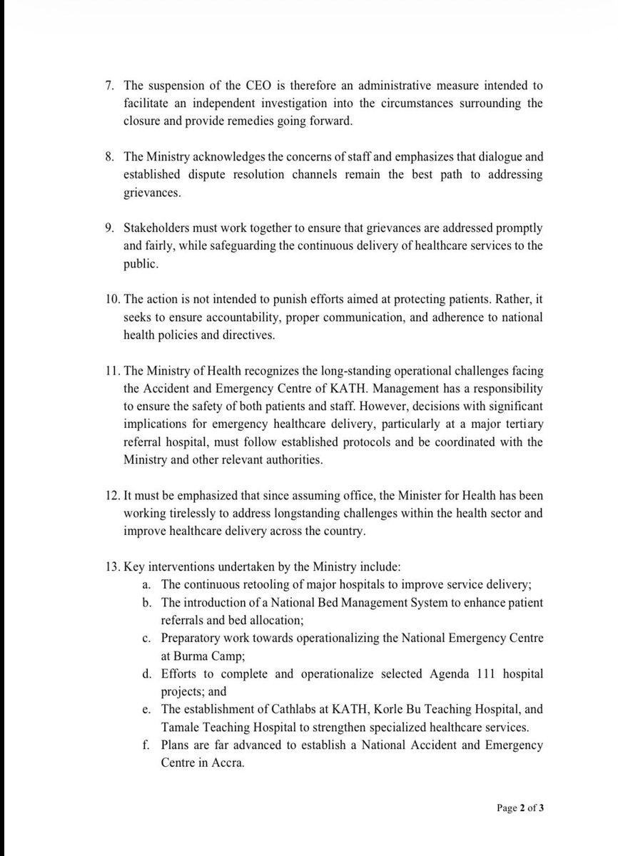 HaroldOhene's tweet photo. 🚨JUST IN: Ministry of Health finds the turn of events at Komfo Anokye Teaching Hospital Emergency Unit unfortunate. https://t.co/b1oG2n3kpe