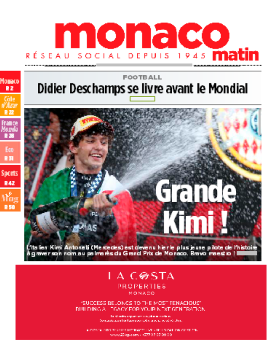 Monaco_Matin's tweet photo. Découvrez la Une de Monaco-Matin de ce lundi 8 juin ! https://t.co/kghwXKGFKW