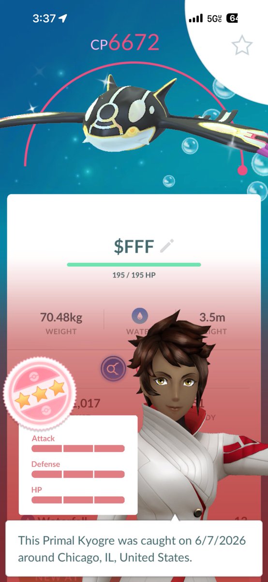 boutnerd's tweet photo. Shundo Groudon &amp; Kyogre in the same day from Chicago GO Fest! 🥳🥳🥳 https://t.co/D34XS0wytm