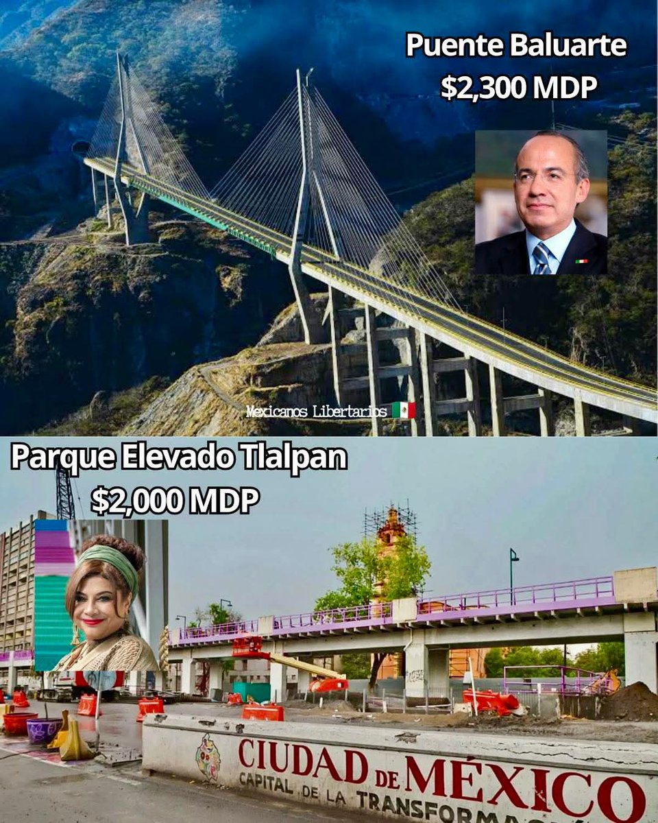 HtTrejo's tweet photo. <<🚩| Hoy Clara Morada Brugada, inaugura una obra a medias como ya es costumbre, con un valor de 2 MIL MILLONES DE PESOS, lo mismo que costo la obra majestuosa del "Puente Baluarte", hecho por el Presidente Felipe Calderón. 

Comparen el nivel de despilfarro y saqueo histórico que estamos viviendo y que pagaremos muy caro. 🤬

Del sobrecosto y la adjudicación directa a los amigos de la 4T, ya se imaginarán el tema.>>