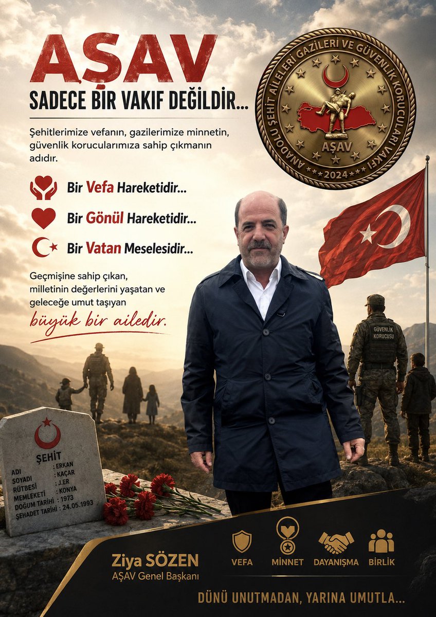 ZiyaSozen's tweet photo. AŞAV sadece bir vakıf değildir…

Şehitlerimize vefanın, gazilerimize minnetin, güvenlik korucularımıza sahip çıkmanın adıdır.

Bir Vefa Hareketidir…
Bir Gönül Hareketidir…
Bir Vatan Meselesidir…

Geçmişine sahip çıkan, milletinin değerlerini yaşatan ve geleceğe umut taşıyan büyük bir ailedir.

Ziya SÖZEN
AŞAV Genel Başkanı

@AsavVakfi