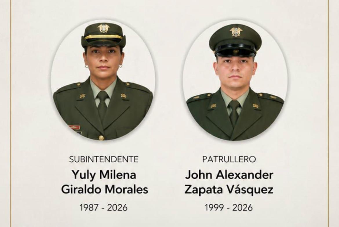 claudiacarrasq's tweet photo. Hoy guardamos un minuto de silencio por la subintendente Yuli Milena Giraldo y el patrullero John Alexander Zapata, dos integrantes de la SIJIN que perdieron la vida mientras cumplían con su deber en Medellín.

A sus familias, compañeros y seres queridos les expresamos nuestra solidaridad y nuestras condolencias. Ninguna palabra alcanza para aliviar el dolor de quienes hoy lloran la pérdida de estos héroes.

Los hechos que rodean esta tragedia son profundamente dolorosos y deben ser esclarecidos con total transparencia.