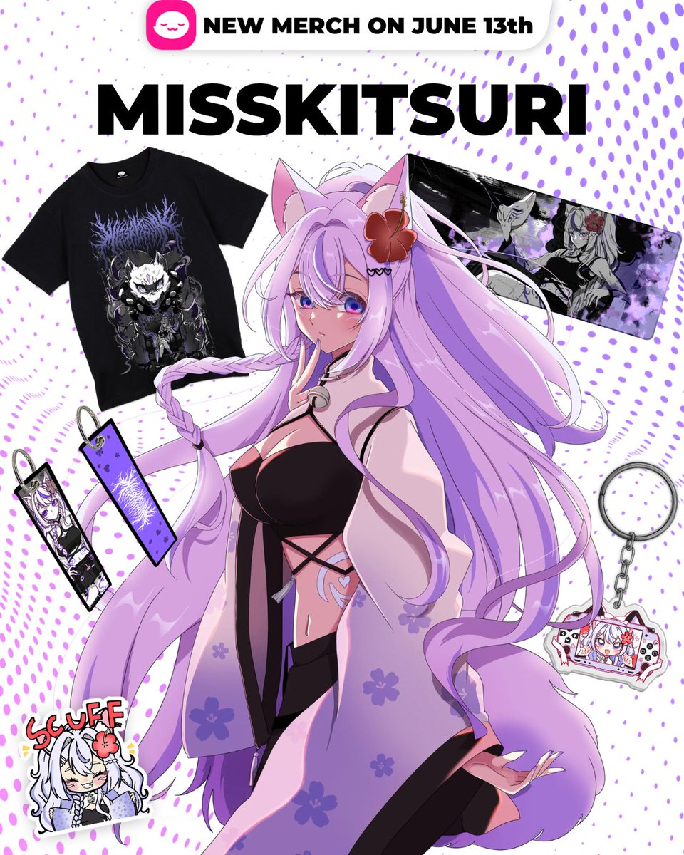 MissKitsuri's tweet photo. ✮ ⋆ ˚｡𖦹 ⋆LOADING.... MERCH! June 13th! ✮ ⋆ ˚｡𖦹 ⋆

As part of celebrating my 1st VTuber anniversary, we will have merch! 

Thank you @shopuwumarket for making this dream a reality! 🤍🌺 https://t.co/d8BvTai9Z9
