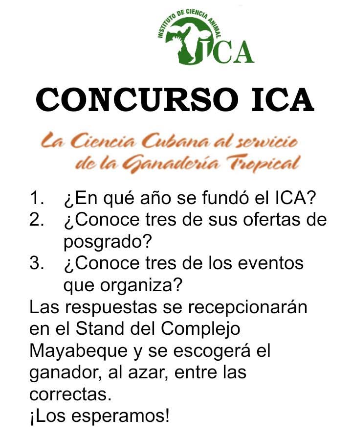 ICACuba's tweet photo. El Instituto de Ciencia Animal lanzó un concurso promocional durante la feria asociada el Congreso Internacional AGROCIENCIAS 2026 en Varadero, Matanzas, Cuba.
#Cuba #ICACuba #ciencia #Agrociencias2026 #INCA #UNAH #CENSA #ECM #Mayabeque @CubaMES https://t.co/qEyNe81S3a