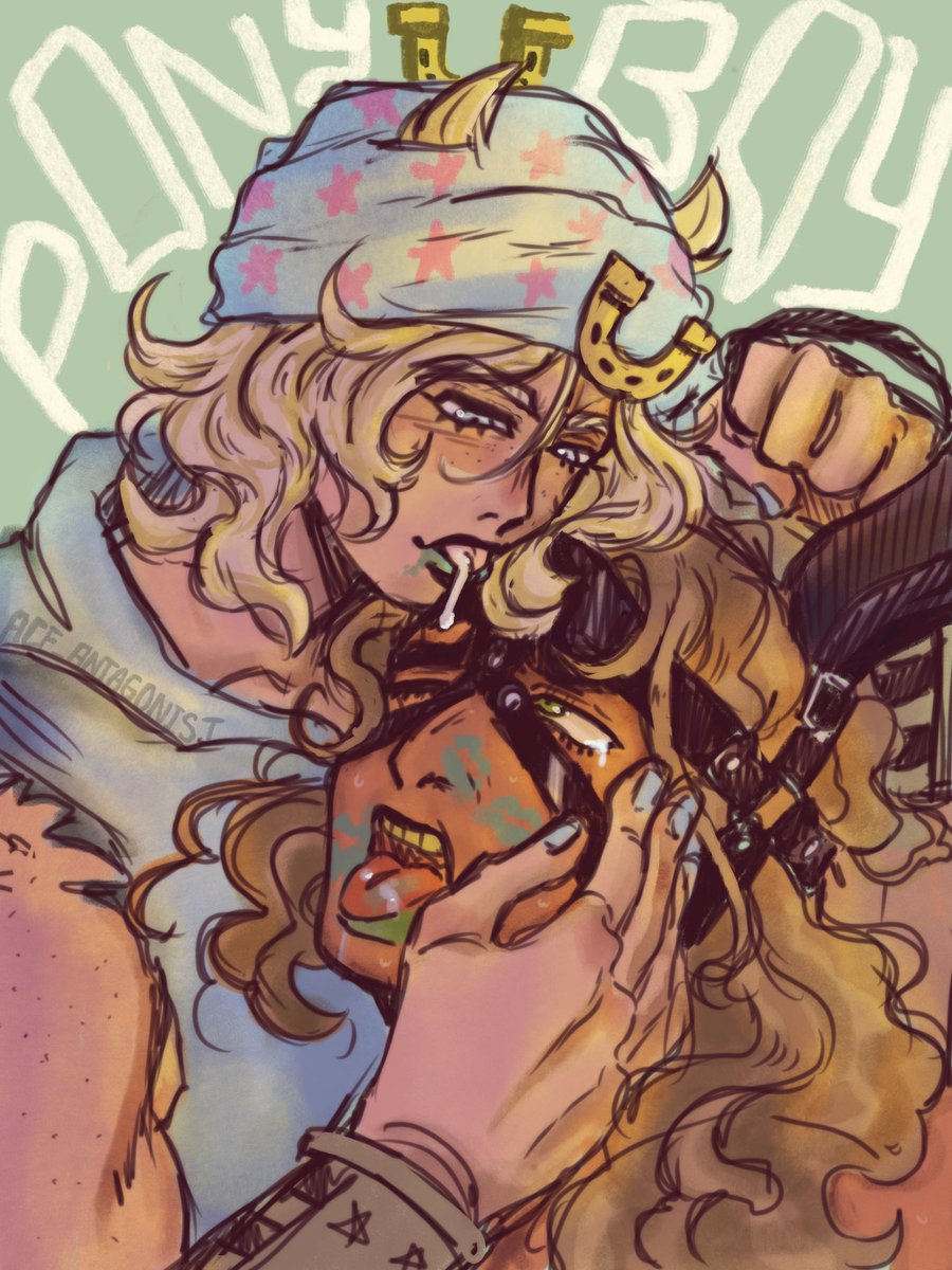 ace_antag0nist's tweet photo. #jogyweek Day Two: Ponyplay😮‍💨 #jjba #jogy #sbr loveee johnny and gyro in this, i swear my new brushes were making them look uncanny recently- https://t.co/ikyO28Cdih