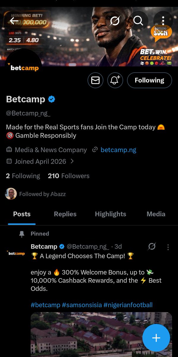 Refractory87185's tweet photo. @abazwhyllzz @Betcamp_ng_ Done https://t.co/LppZvzv6YS