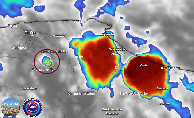 meteoccs's tweet photo. #07Jun | 16:47 HLV - ⚠️ATENCIÓN⚠️ Emerge una célula convectiva al norte de Ocumare del Tuy. Fuerte desarrollo lluvioso sobre el este de Miranda. El calentamiento diurno haciendo lo suyo sobre Miranda. https://t.co/oORU248kIW