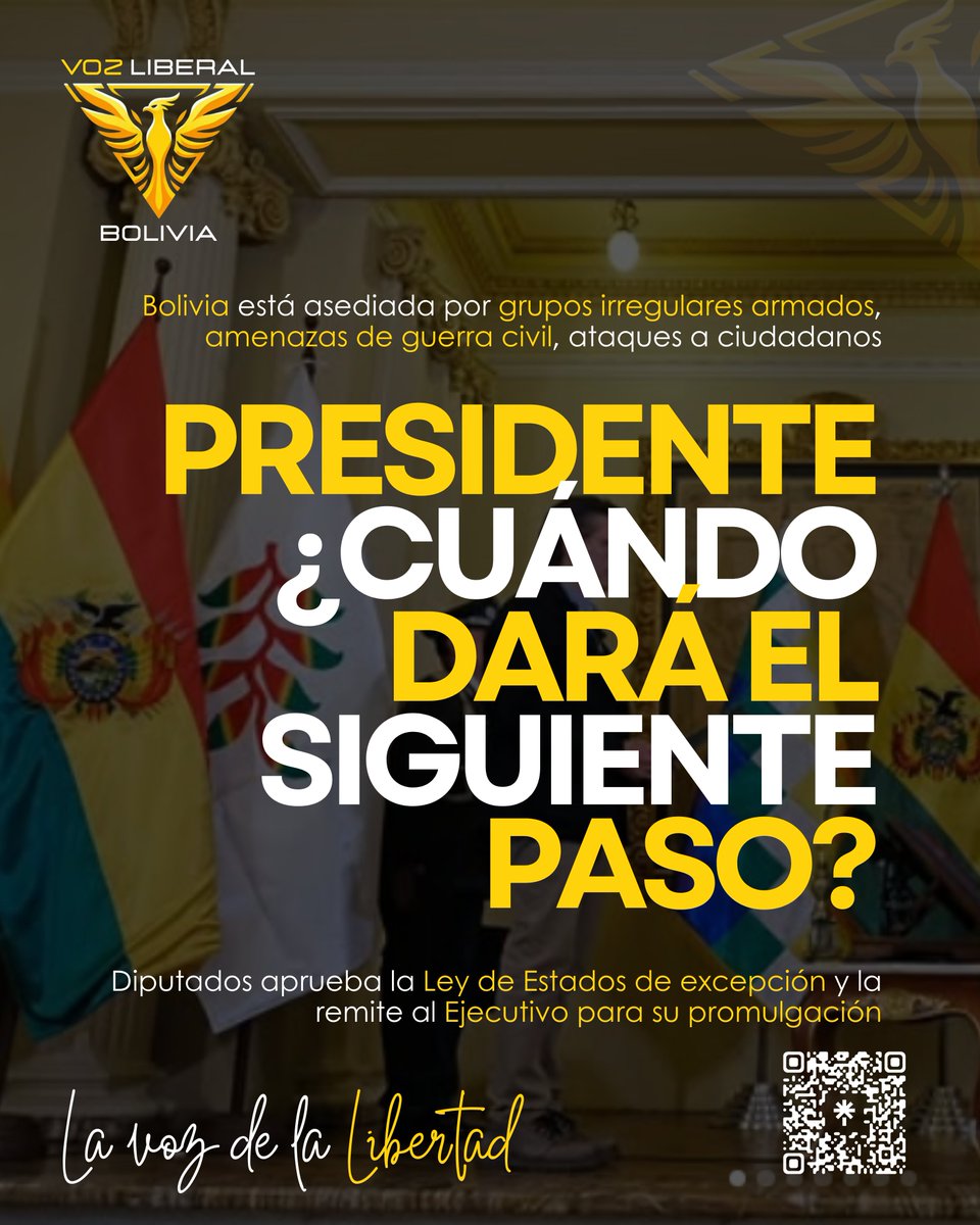 VozLiberalBo's tweet photo. ¿Cuándo dará el siguiente paso Presidente @Rodrigo_PazP?

Bolivia está amenazada, grupos irregulares armados atacan a las fuerzas del orden y civiles, ponen en riesgo la Patria, la democracia y la libertad

#VozLiberal #VozLiberalBo
#LaVOZdelaLIBERTAD
#ParaReconstruirBolivia https://t.co/daUPlivZUW