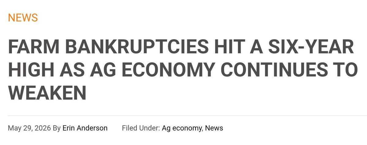 WisconsinProg's tweet photo. @lifeasjosh It's only the record holder for farm bankruptcies. Beating his own record lol https://t.co/SvC0A3lJzO