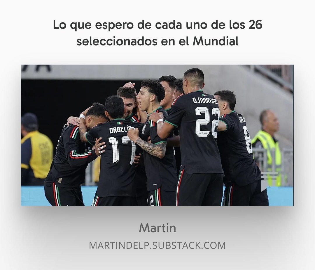 martindelp's tweet photo. Por si se lo perdieron ayer. Escribí un texto con mi pronóstico para cada uno de los 26 convocados de Javier Aguirre para el Mundial. Algunos serán figuras, otros jugarán menos de lo que la gente quiere. Vengan a leer. Link en el siguiente tweet 👇🏽 https://t.co/djCeyjVz3o