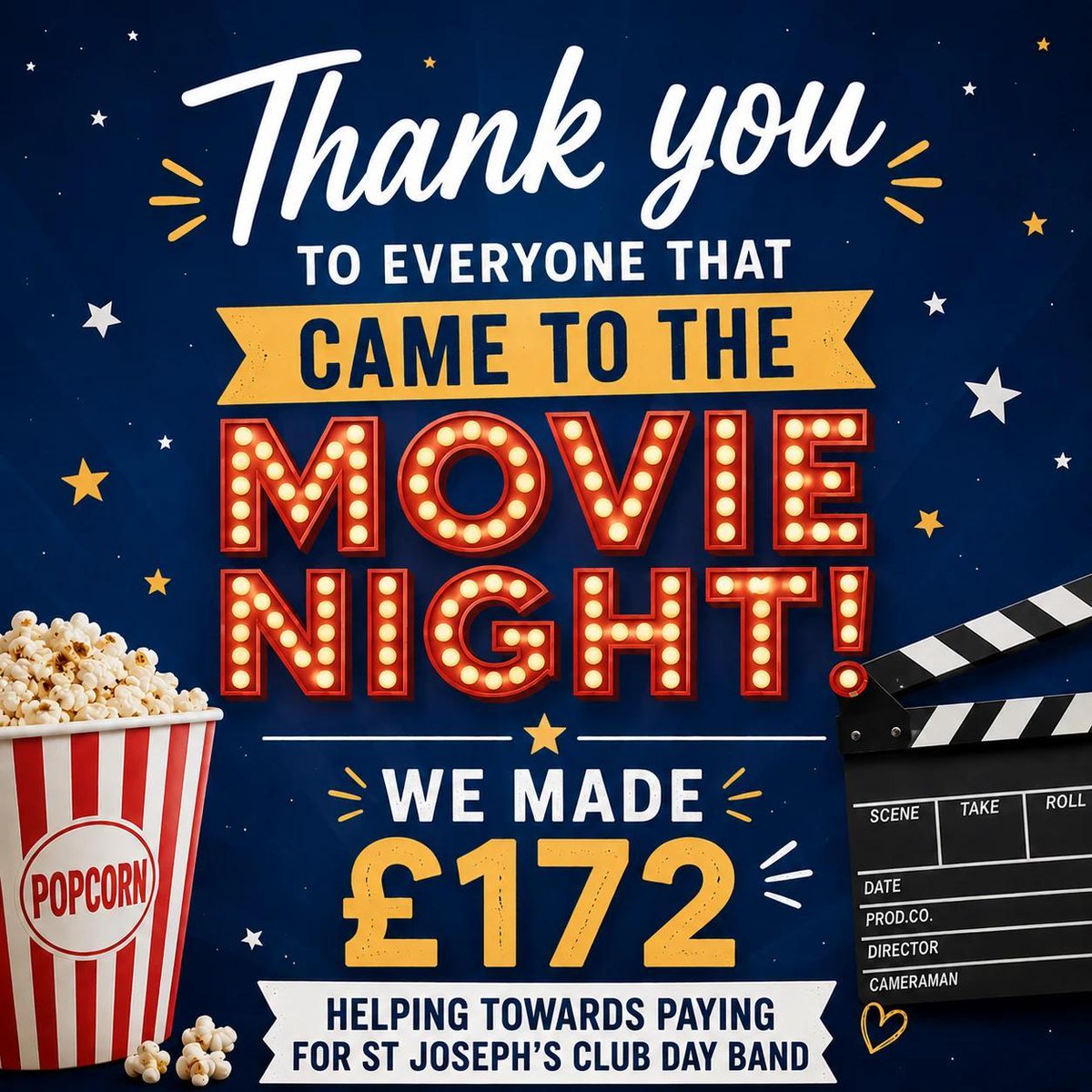 CatholicJosephs's tweet photo. A big thank you to all those who supported our PTFA Movie Night.
We realised a whopping £172.00 which will go towards Club Day expenses💙 https://t.co/etlPL032TJ