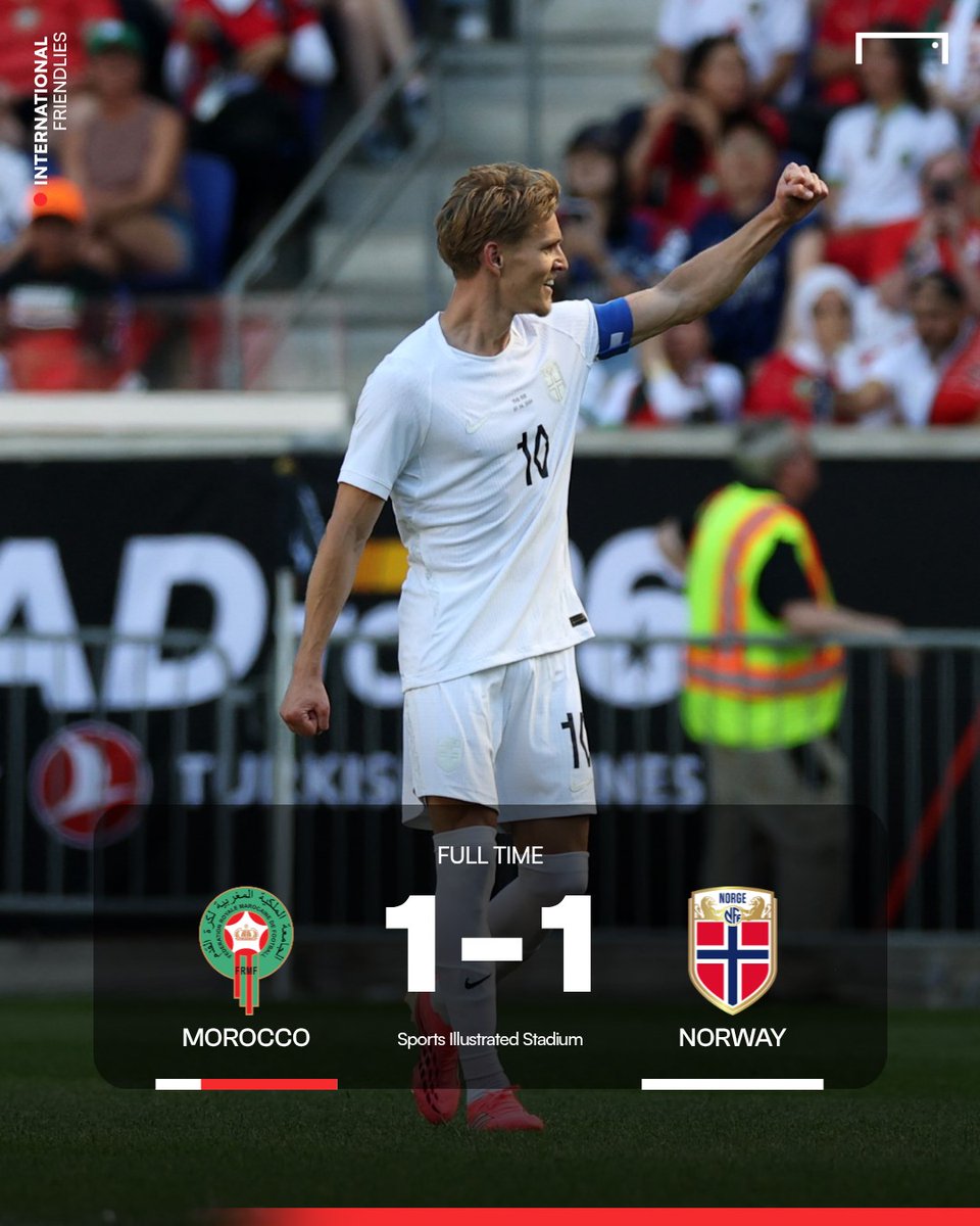 Goal_TH's tweet photo. #FT มาร์ติน โอเดการ์ด ยิงให้นอร์เวย์ไล่ตีเสมอโมร็อกโก ในเกมอุ่นเครื่องก่อนลุยฟุตบอลโลก
#GOALThailand #ฟุตบอลทีมชาติ #ฟุตบอลต่างประเทศ #MARNOR https://t.co/F8D4x71jQf