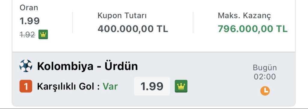 Troxsibaba's tweet photo. Ankara’daki Yakın Arkadaşım Kolombiya - Ürdün Maçına Karşılıklı Gol Oynamamı Israrla İstiyor Kendisi Şahsen 400 Bin Oynamış.

Bu Maçta Birşey Dönebilirmiş Takipte Kalın. https://t.co/dvaAT2l08m