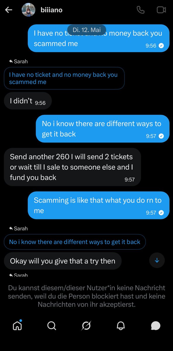 SarahHyunjin's tweet photo. 🚨SCAMMER‼️they changed also the profile name and picture ‼️ this account scammed me! @Biiiiliiiiee  
They try to sell Tickets for BTS in Paris and VIP for Brussle #875ticketscam
#BTS_ARİRANG #BTS #scam 
#BTS #BTSTickets #Brussels #btsinparis #paris 

https://t.co/hSluAVC2AJ https://t.co/TsTNrbQcxi