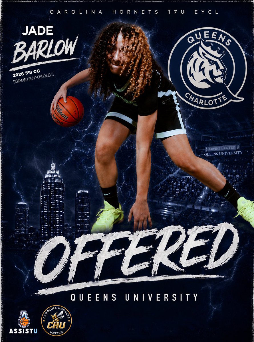 jade_hoops's tweet photo. After a great conversation with Coach Brown I am blessed to have earned a D1 offer to @QueensWBB ! Thank you for believing in me! Go Royals 💙 https://t.co/VGq9NkVFat