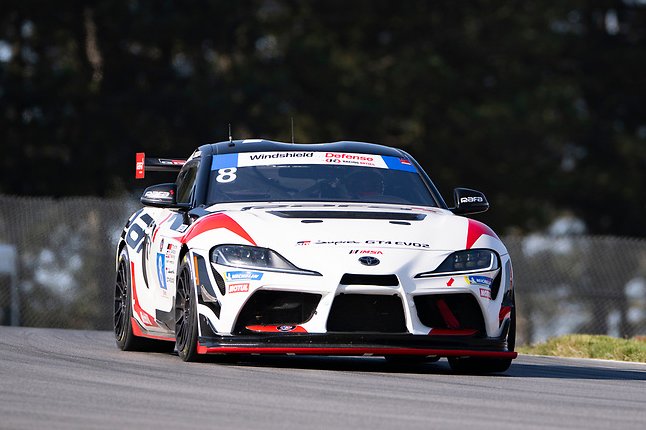 VincentJBruins's tweet photo. Westin Workman swept the GSX class for GT4-spec machinery, winning the Sunday feature in chilly conditions with the RAFA Toyota ahead of Rob Walker. Justin Di Benedetto completed the podium by narrowly keeping the CSM Porsche of Ismaeel Ellahi behind.

📸 IMSA | #VPSC https://t.co/f6h4Q8RSKY