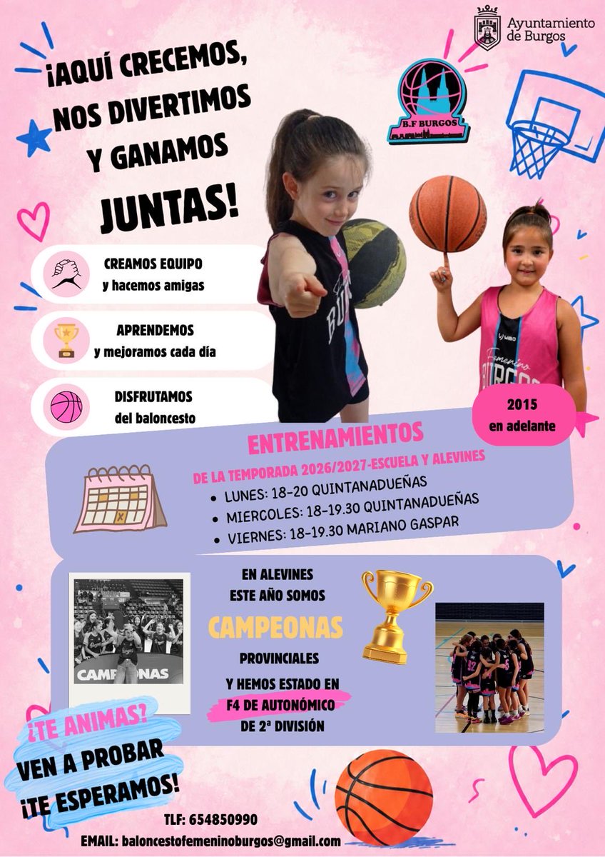 FemeninoBurgos's tweet photo. Para las más peques… ¿Os animáis?🏀🏀 https://t.co/PWj7roLiRF