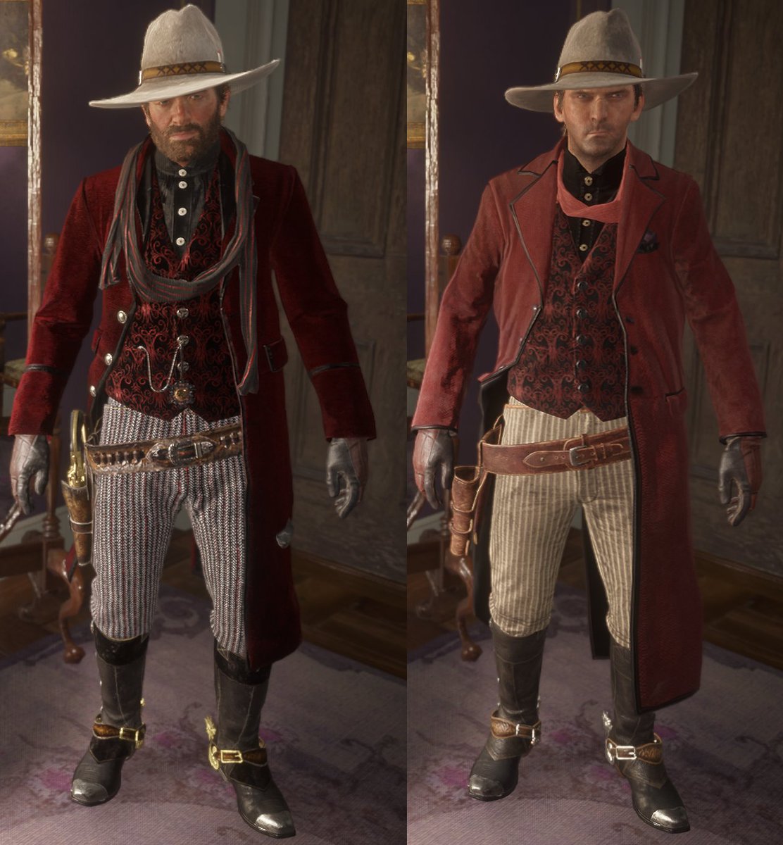 Enash97's tweet photo. Gracias a los desafíos del mes en RDO, si obtenemos el sombrero Clovelly, podremos intentar recrear el atuendo Leyenda del Este de RDR 2 gracias a que es el mismo sombrero, y con la camisa Clovelly, un mejor resultado al intentar recrear el atuendo de Arthur con chaqueta 🗿 https://t.co/gGpHo9O1Y6