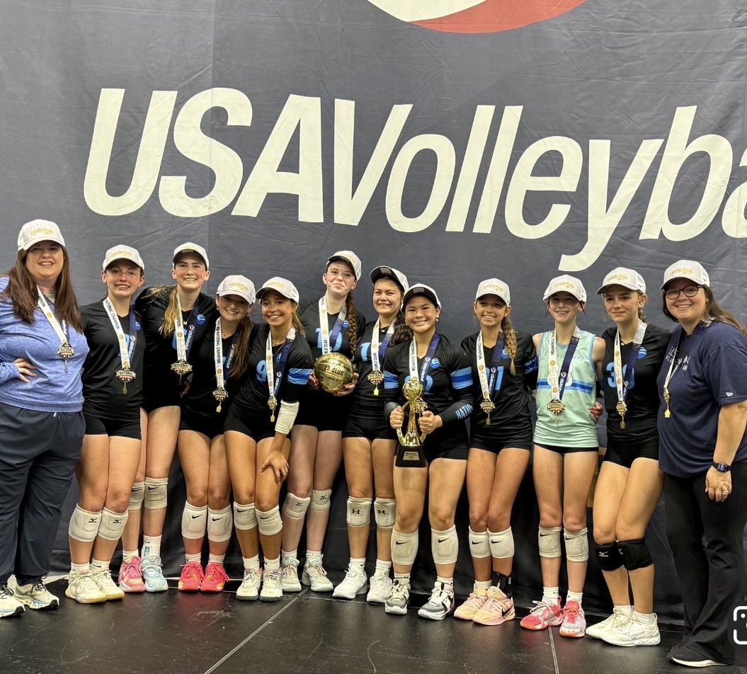 ElevationVBC's tweet photo. Elevation 13 OC (Olivia-Carly) are bringing home the Gold! The girls were a perfect 9-0 and 18-0 in sets taking home the title of Club National Champion in the inaugural USAV Club Championships in Columbus! #ElevationNation https://t.co/XpdYmrhl4j