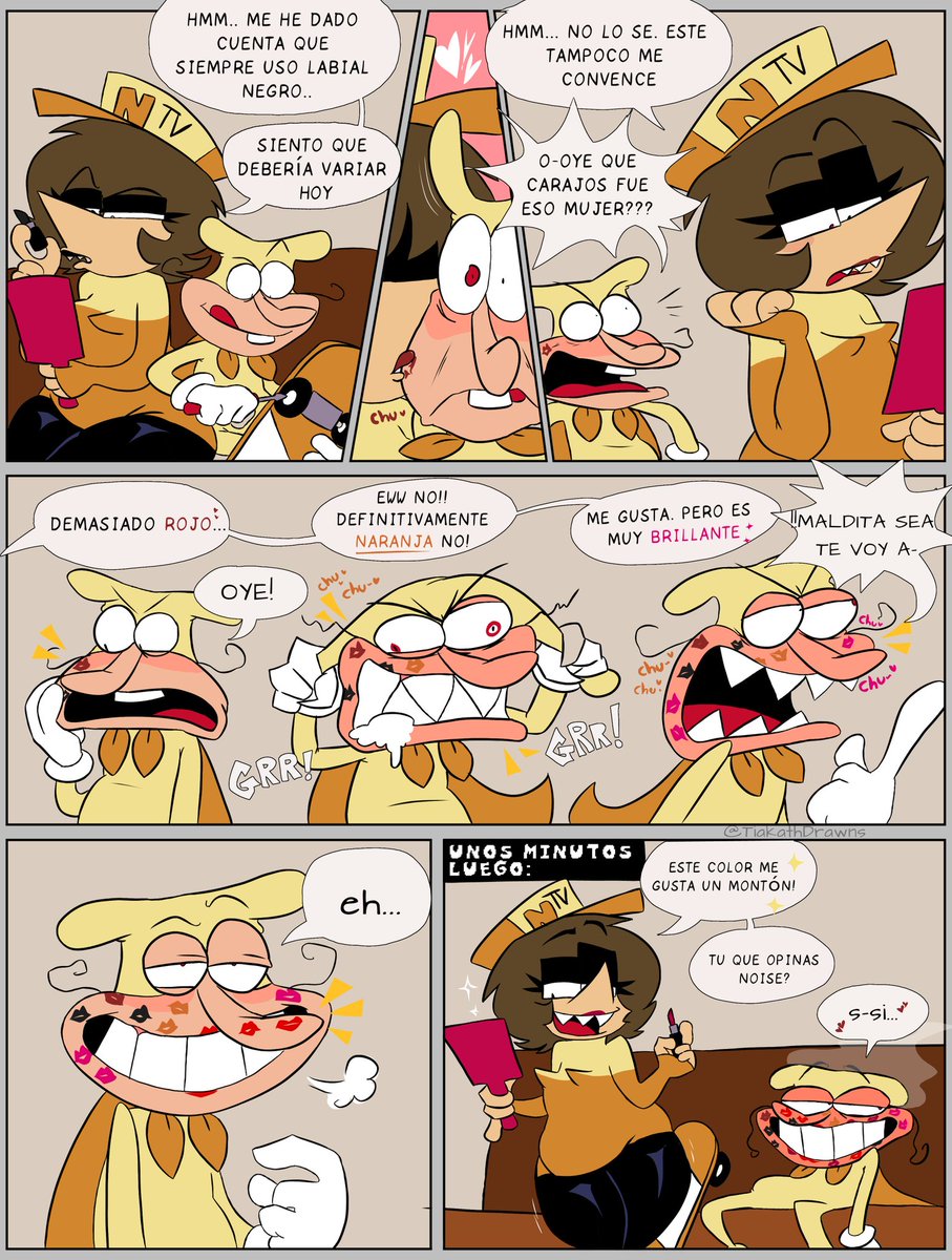 TiakathDrawns's tweet photo. lipstick testing💄🧡

#PizzatowerLouRecAU cómic 💥📹💛 https://t.co/hZptW8D4qV
