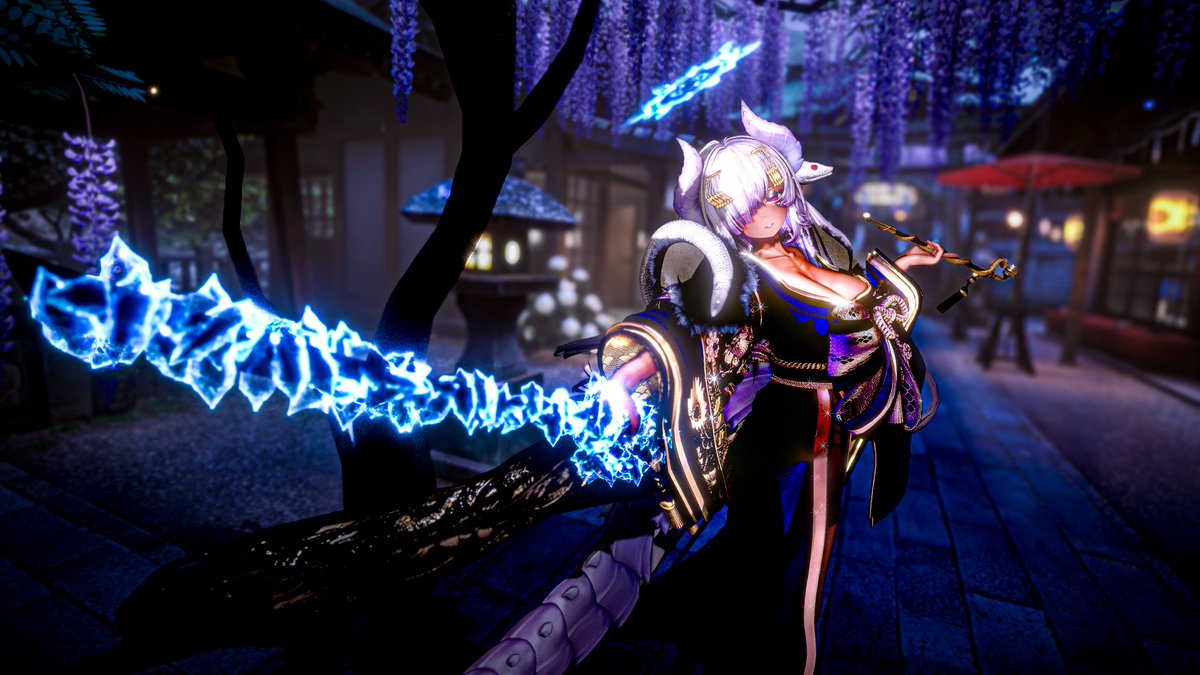 AkiNaki_VRChat's tweet photo. #おはツイポエム #狐名火 #VRChat #PR
風もなく
人の声もなく
ただ藤の花が
ゆっくり揺れている

その静寂を裂くように
青白い氷が
刀身を伝い咲いていた

凍てつく刃は
触れたものすべてを閉ざす
けれど、その手に握られている限り
不思議と恐ろしくは見えなかった

竜姫は妖刀を従えながら
穏やかな瞳で
こちらを見つめている

守るために振るう刃も
きっとあるのだろう

おはんよ
凍えるほど冷たい力を抱いていても
藤の花が咲くこの場所で
彼女は静かに刃を携えている
ーーー
狐名火 様より新商品
「妖刀 麒鮫」発売しました✨
現在24時間限定セール中！
引用元でプレゼント企画もしているので
是非参加してね🎁