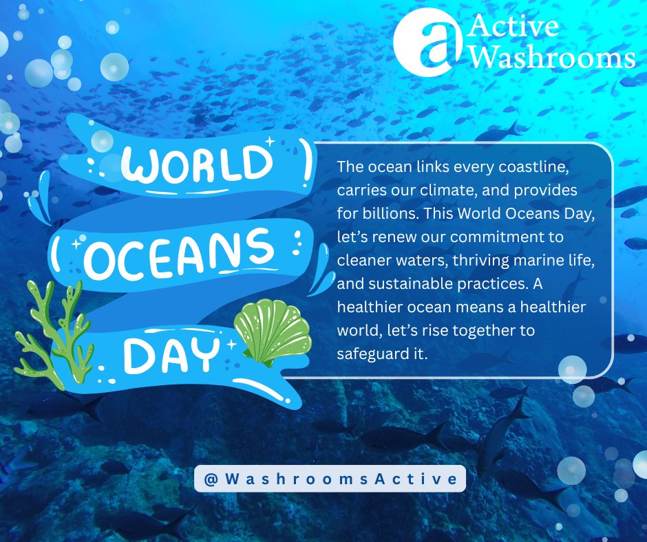 WashroomsActive's tweet photo. What kind of world are we creating with the choices we make every day? Let's protect our oceans and keep them safe for future generations.
Happy World Oceans Day! 🌊💙🐚🪼#WorldOceansDay #Reimagine #Climate #ourfuture #ActForNature #saveourplanet #LeadingTheWay #ActiveWashrooms https://t.co/rkWtHpC0Zj