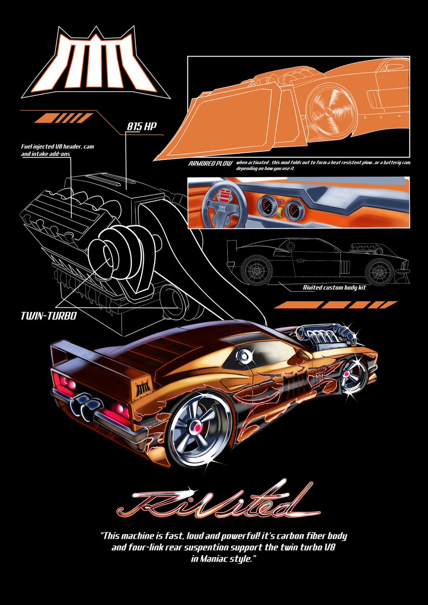 Breakd0nw's tweet photo. Rivited - powered by a fuel injected Twin turbo V8 granting him some serious teeth.

did this commission for a friend asking for a collage-like art of him and i liked the result a lot!
#acceleracers #acceleart #digitalart #fanart #hotwheelsㅤㅤㅤㅤ https://t.co/D9stQoVucF