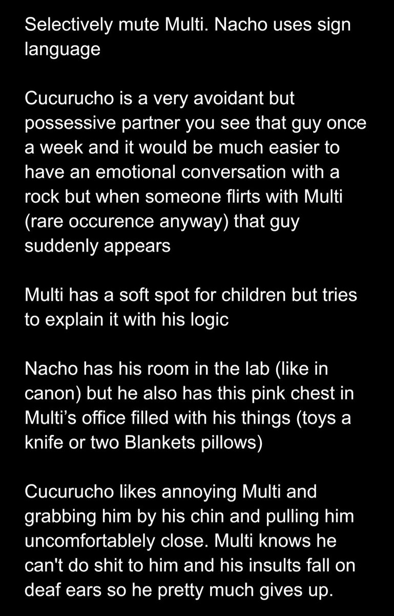 Skibidiilove's tweet photo. Mine Cucurucho x qmulti headcanons for all of the 5 fans of this ship https://t.co/Q4O33t5Z5U