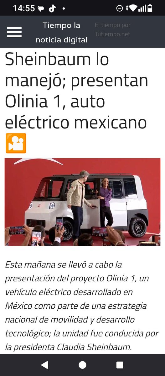 MexaBlog's tweet photo. Digo que se van vender como pan caliente (sarcasm on 😆).
"Sheinbaum lo manejó; presentan Olinia 1, auto eléctrico mexicano"
https://t.co/VD48vkFnkw https://t.co/c3Zehx5Aw4